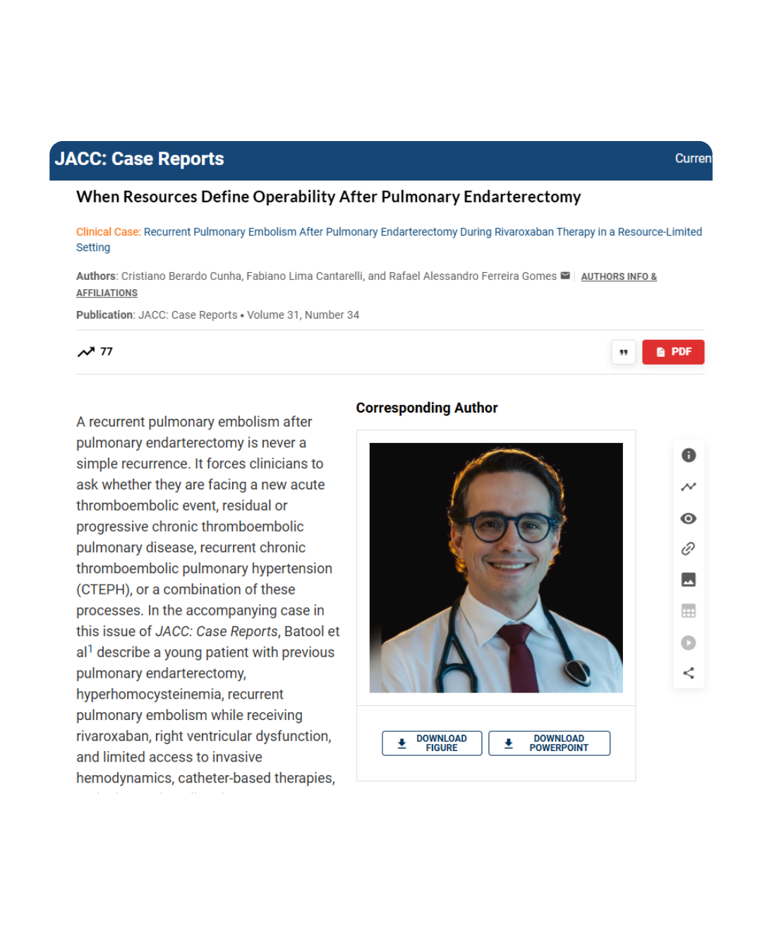 Publicação no JACC: Case Reports — volume 31, número 34, agosto de 2026.